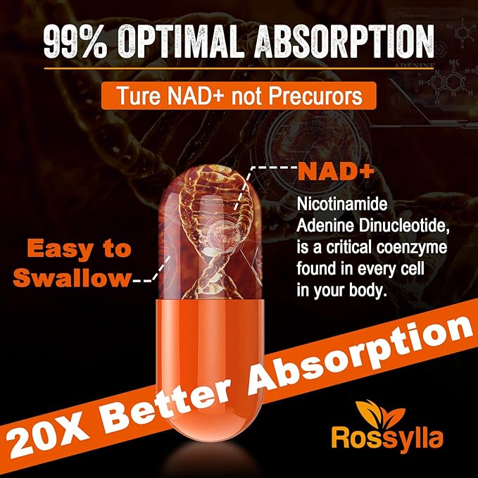 1300 MG Liposomal NAD+ Supplement | Highest Absorption | Purest NAD Supplemet to Boost NAD+ Effetively | Boosting NAD+ Supplement for Aging Defese Cellular Energy Longevity | 60 Count