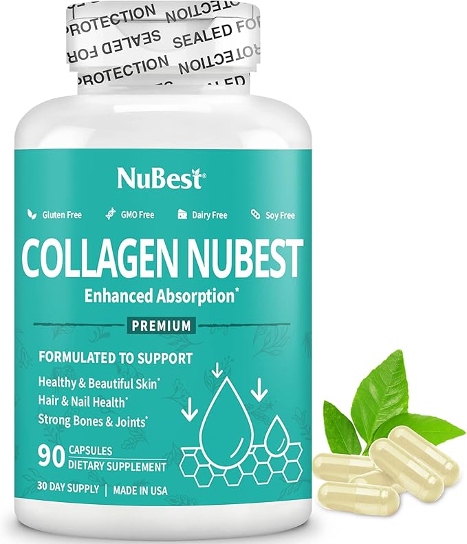 NuBest Collagen Collagen Peptides - Collagen Pills for Adults for Hair Growth Strong Nails Skin Health - Premium Collagen for Hair Vitamin for Nails - 1500 mg Collagen Per Serving - 6 Pack