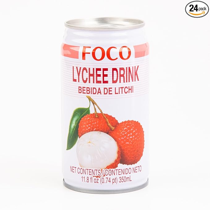 Foco Lychee Drink 11.8 oz - 24 Pack | Authentic Southeast Asian Lychee Juice Beverage Sweet &amp Floral Perfect for Refreshment or Cocktails Imported from Thailand