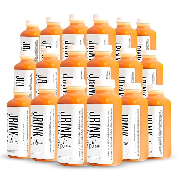 JRINK by Purée Farma-C Juice Cleanse Cold Pressed Detox Drink with Lemon Ginger Organic No Preservatives Vegetable and Fruit Juice Healthy Cleanse Raw Juice Detox 16oz Bottles Pack of 18