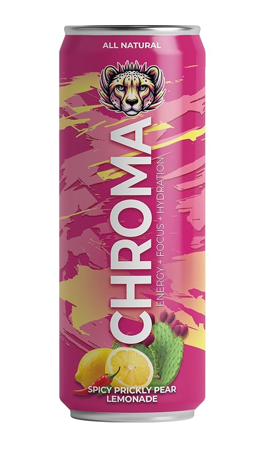 CHROMA All Natural Mushroom Energy Drink - Lion's Mane Cordyceps L-Theanine Beet Root Guarana Electrolytes Adaptogens Green Tea Caffeine. No crash or jitters. Energy Mood Focus Performance B