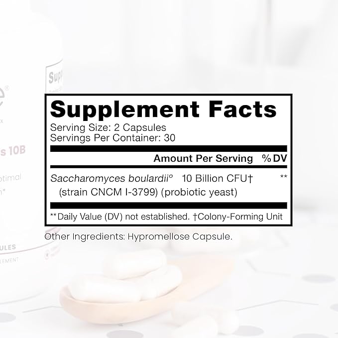 Saccharomyces Boulardii Probiotics 10 Billion CFU - Made in USA | No Fillers Patented Strain: Lynside CNCM I-3799 Probiotics for Men and Women | Pure TheraPro Rx - 60 Capsules