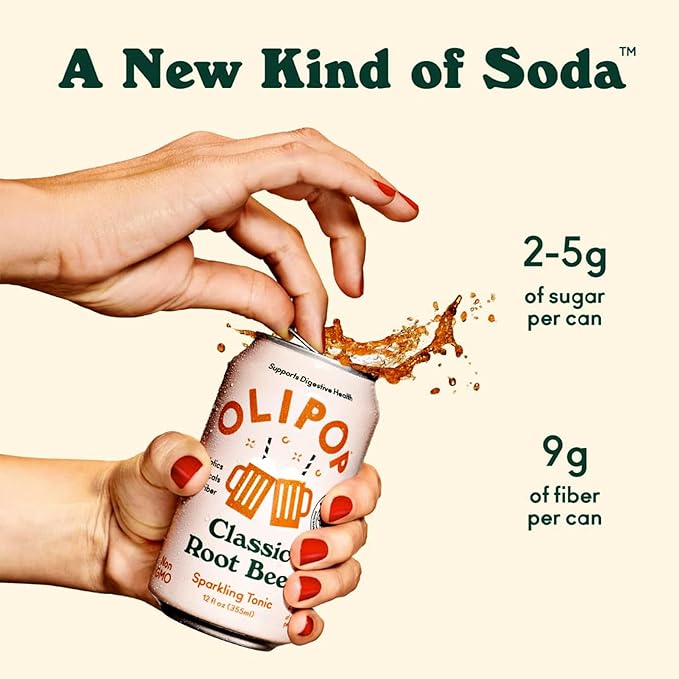 OLIPOP - Taste Test Pack 12-Flavor Soda Variety Pack Healthy Soda Prebiotic Soft Drinks Supports Digestive Health &amp Gut Health High Fiber Low Calorie Low Sugar (12 oz 12-Pack)
