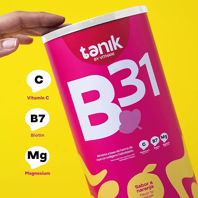 Vithani B31 Colageno with Magnesium Citrate Vitamin D Vitamin E and Biotin – Collagen Plus Vitamin C for Skin Hair and Nails Orange Flavor 20 Servings
