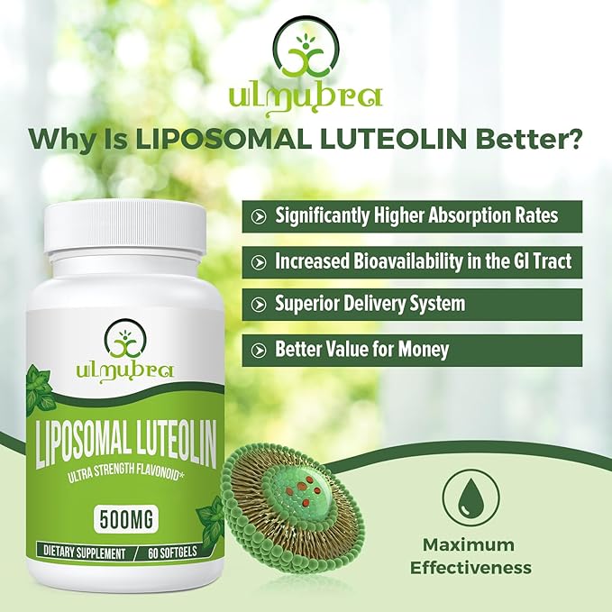 Liposomal Luteolin 500MG Maximum Absorption Potent Flavonoid 120 Softgels Luteolin Supplement Non-GMO Gluten Free