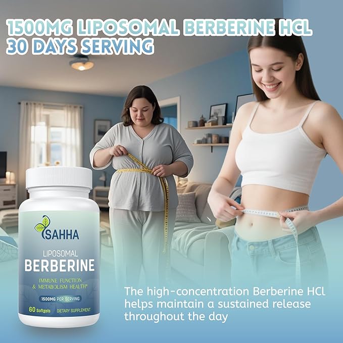 Sahha Liposomal Berberine HCL 1500mg High Bioavailability for Men and Women Overall Health Supplement
