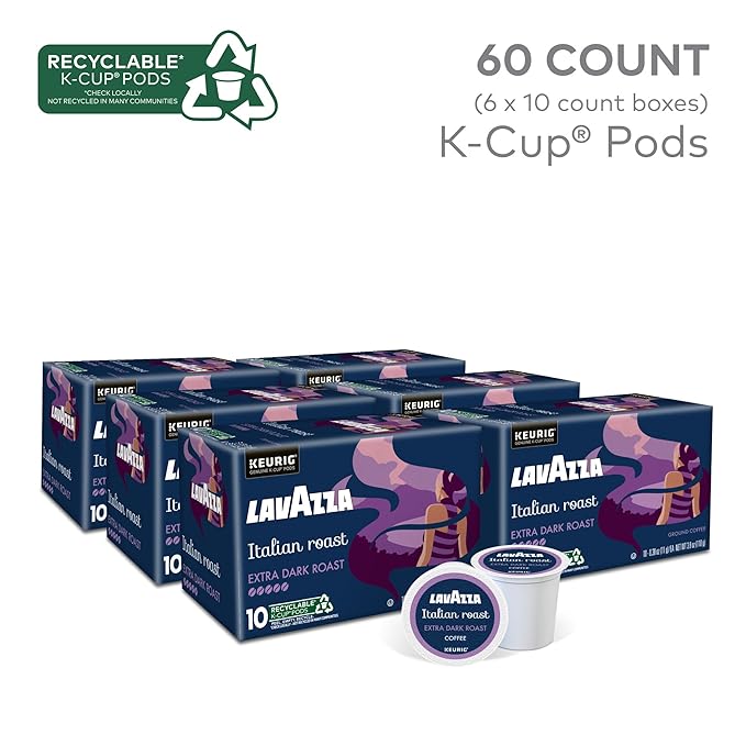 Lavazza Italian Roast Keurig Single Serve K-Cup Pods 60ct (6 Packs of 10)