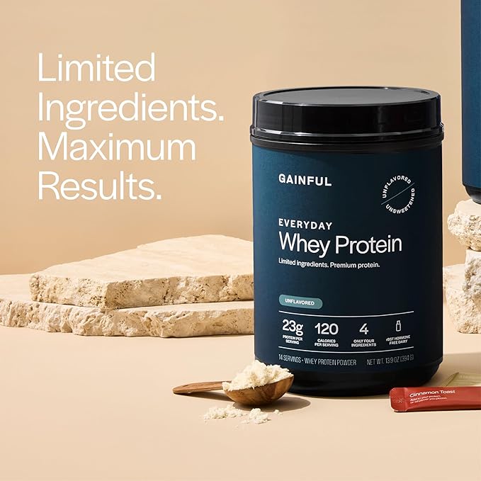 Gainful Everyday Whey Protein Powder 23g Protein per Serving Unflavored Supports Muscle Growth Recovery &amp Daily Nutrition with Whey Isolate Casein &amp No Artificial Ingredients 14 Servi