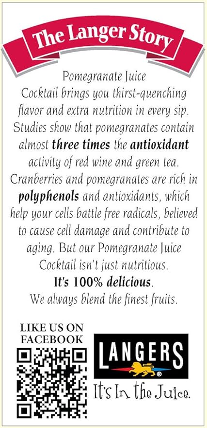 Langers Juice Cocktail Pomegranate 64 Fl Oz (Pack of 8)
