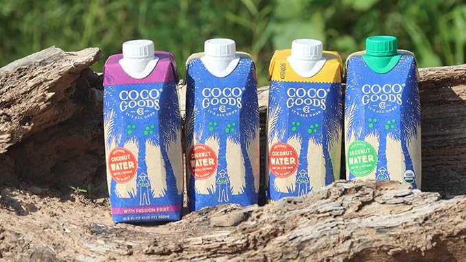 CocoGoodsCo Single-Origin 100% Organic Coconut Water Non-GMO Never from Concentrate (16.9 fl. oz 12 pack)