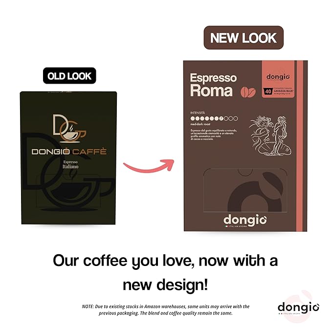 Dongiò Caffè - Capsule compatibili con Lavazza Blue 40 (40 Count Espresso Roma)