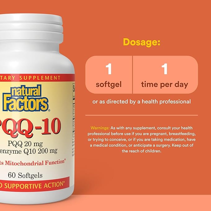 Natural Factors PQQ-10 Supports Energy and Healthy Aging Dietary Supplement 60 softgels (60 servings)