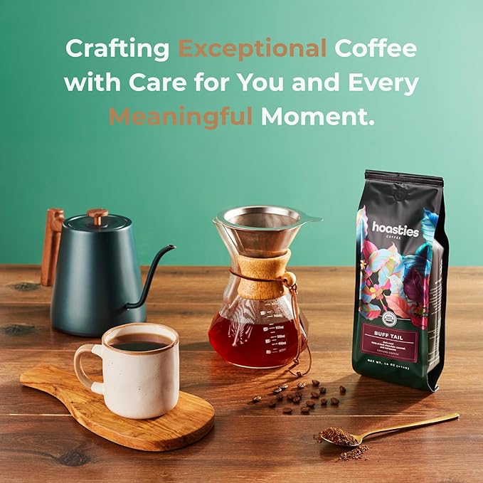 Hoasties Coffee Buff Tail - USDA Organic Dark Roast Whole Bean Coffee 100% Colombian Arabica Pesticide &amp Chemical-Free 16 oz