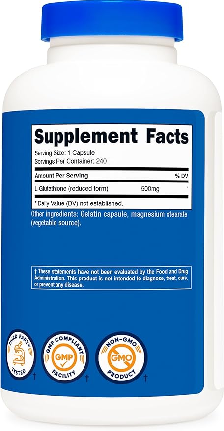 Nutricost Glutathione Capsules 500mg 240 Capsules - Gluten Free Non-GMO (Pack of 2)