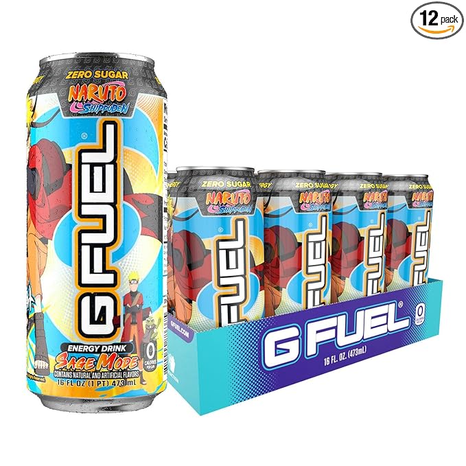 G Fuel Energy Drink Pomelo White Peach Sugar Free Beverage with 300mg Caffeine Daily Energy Boost with Focus Amino Vitamin + Antioxidants 16 oz Cans (Sage Mode 12-Pack)