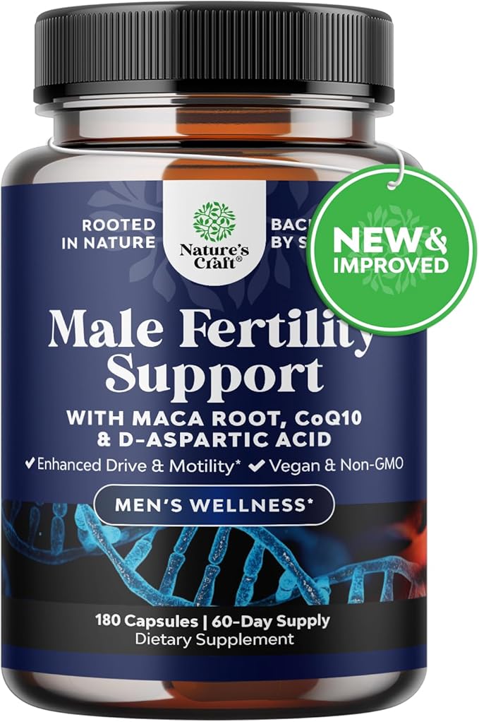 Pre Conceive Male Reproductive Supplement - Reproductive Cells Health with CoQ10 Maca Root Methyl Folate &amp D-Aspartic Acid - Mens Conceive Cells Count Support - Support for Him 180 Count