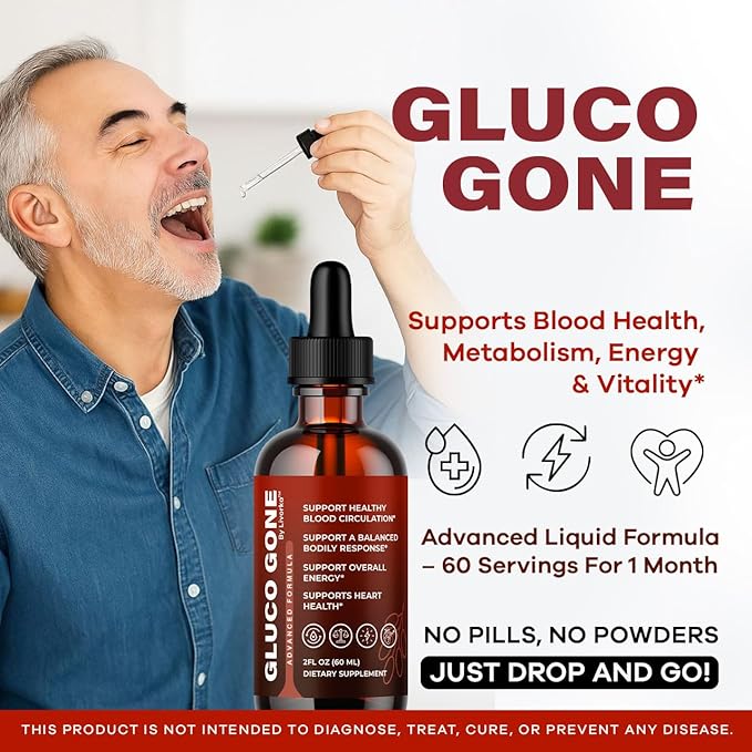 (3 Pack) GlucoGone Drops - Original Premium GlucoGone Liquid Drops All Natural Ingredients Support Advanced Formula for Overall Health &amp Wellness Organic Droppers 3 Bottles for 3 Months