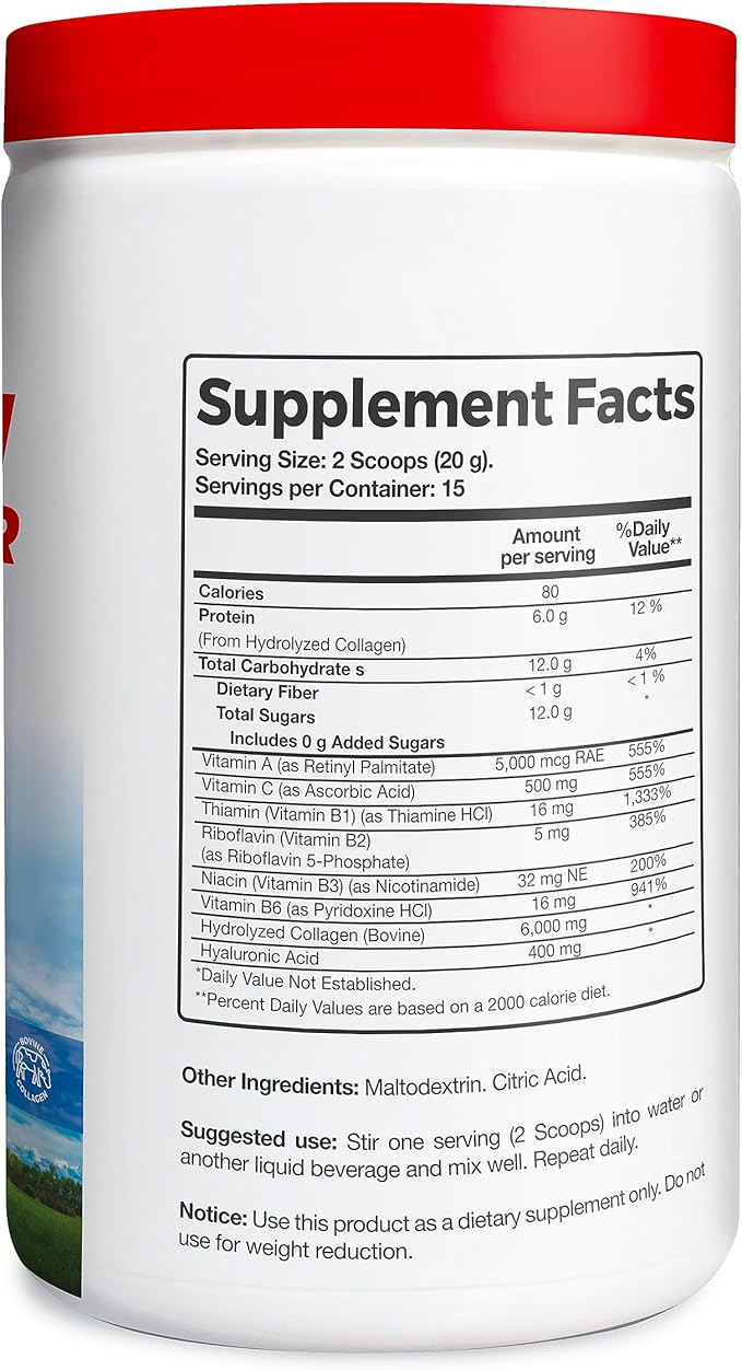 Full Life Collagen Peptides Powder - Bovine Collagen Supplement with Hyaluronic Acid - Hydrolyzed Collagen Powder for Women and Men - Kosher Gluten-Free - 300g