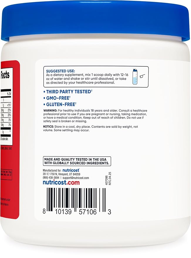 Nutricost BHB Salts Drink Mix (30 Servings Fruit Punch Flavored) (5G BHB Per Serving) - 0G Total Sugars Vegetarian Product