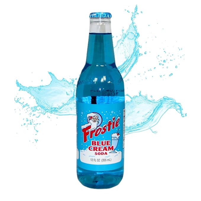 Frostie Blue Cream Soda | One of Frostie’s Popular Soda Flavors | Real Cane Sugar | Caffeine Free | 12 oz Glass Bottles with Crazy Soda Pop Bottle Opener (6 Pack)