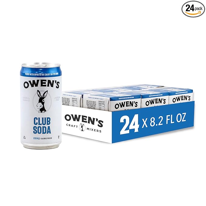 Owen's Club Soda Premium Cocktail Mixer Made with Pure Pacific Sea Salt - 8.2oz Cans (24 pack)