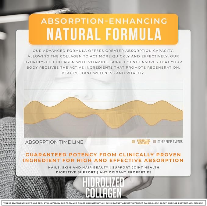AV Orange Hydrolyzed Grass Fed Collagen with Vitamin C | Powder Supplement | Non-GMO Verified – 198gr