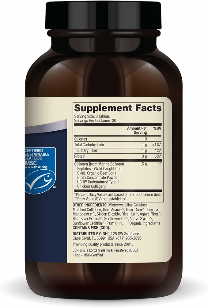 Dr. Mercola Collagen Complex - Supports Skin &amp Connective Tissue - Types I II &amp III Collagen - Non-GMO Gluten-Free &amp Soy-Free - 90 Tablets (30 Servings)