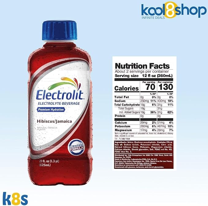 Electrolit Fruit Punch Hydration Drink With Electrolytes 21 fl oz Plastic Bottles 9 Pack + 1 Microfiber Cooling Towel by KOOL8SHOP Infinite Deals