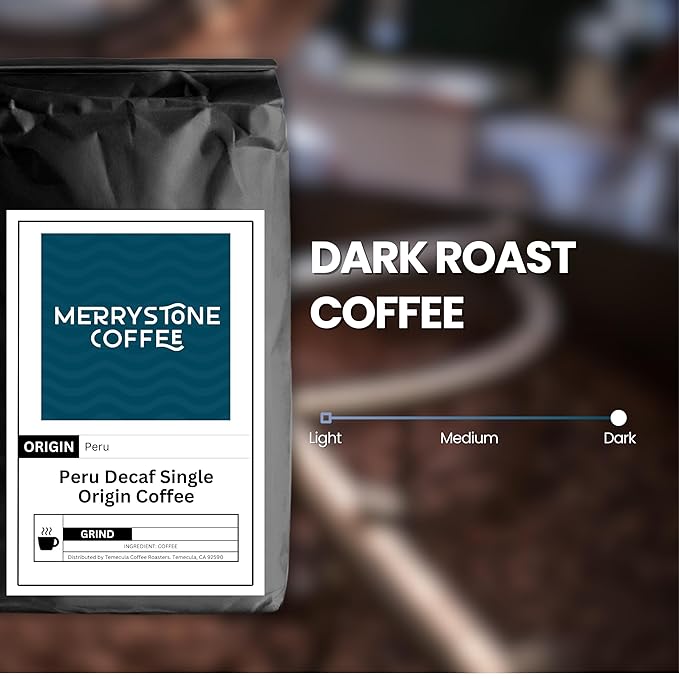 Merrystone Peru Decaf Coffee Medium Roast Roasted to Order 12 oz Espresso Grind