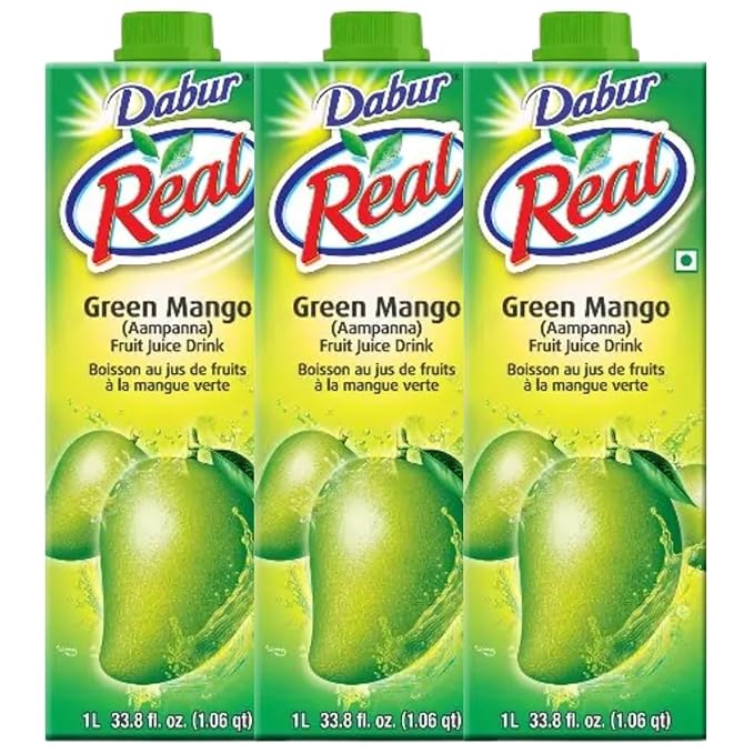 Dabur Real Green Mango/Aampanna Fruit (Cocktail/Mocktail) Juice Drink 1 Ltr [pack of 3]