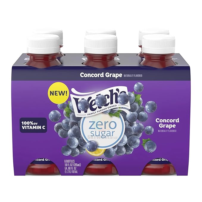 Welch$ Zero Sugar Drink - Concord Grape 10 Fl Oz (6 Pack)