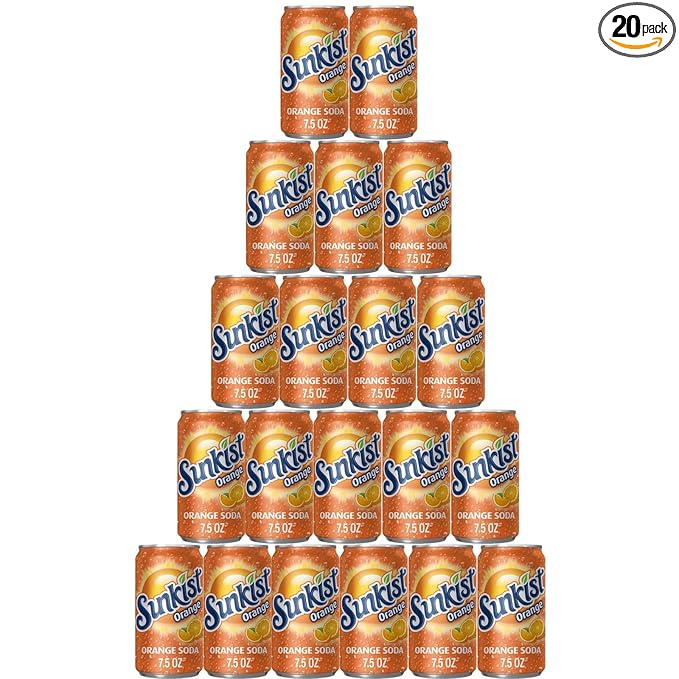 Mini Soda Cans Orange Flavors | (Pack of 20) | Flavor Soda Variety Pack | Soft Drink Assortment of Beverages | The Beverage Care Package of Mix Pop | Home &amp Office Fridge Restock Kit | 7.5 oz. Can