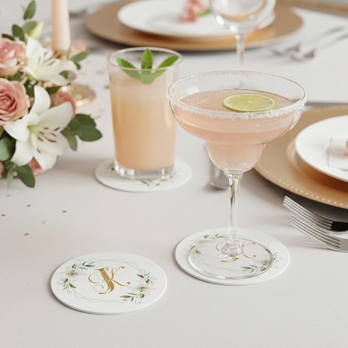 Custom Coasters – Personalized Wedding Coasters for Drinks with Logo or Photo – Reusable Customized Full Color Print Drink Coaster for Weddings Parties &amp Events (25 50 100 Pack) – Queen of Card