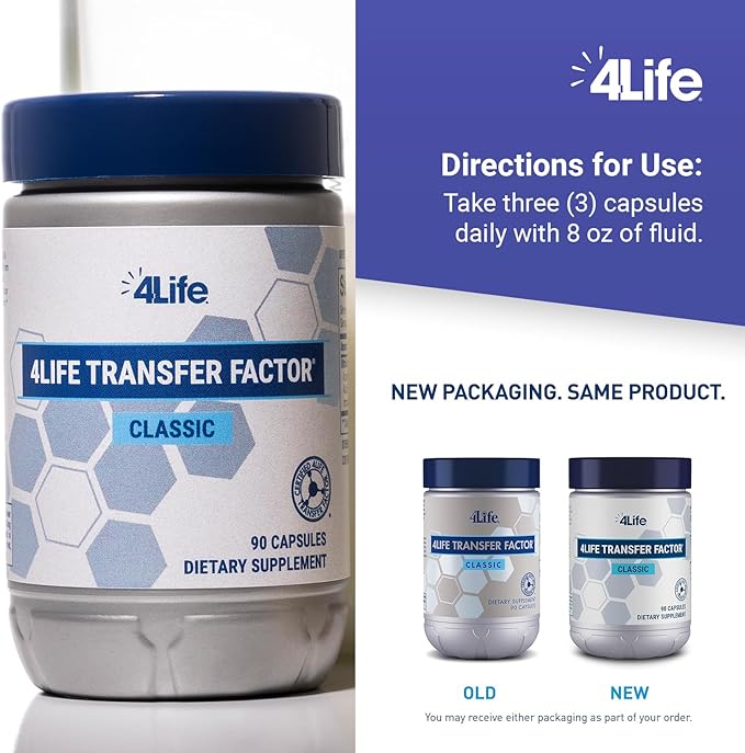 4Life Transfer Factor Classic -with Cow Colostrum for Enhanced Immune Response Recognition and Memory - for Ages 2 and Up - 90 Veggie Capsules