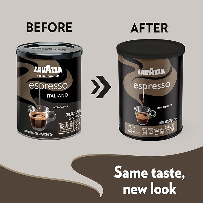 Lavazza Espresso Ground Coffee Medium Roast 100% Arabica 8 oz Tin (Pack of 4)