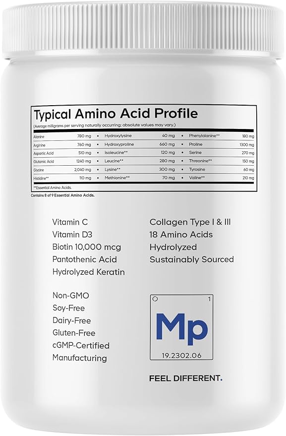Codeage Marine Collagen Protein Powder Supplement Platinum - Biotin 10000 mcg Vitamin C D3 &amp B6 Keratin Hyaluronic Acid Niacin Wild Caught Hydrolyzed Fish Collagen Peptides - Non-GMO - 11.5