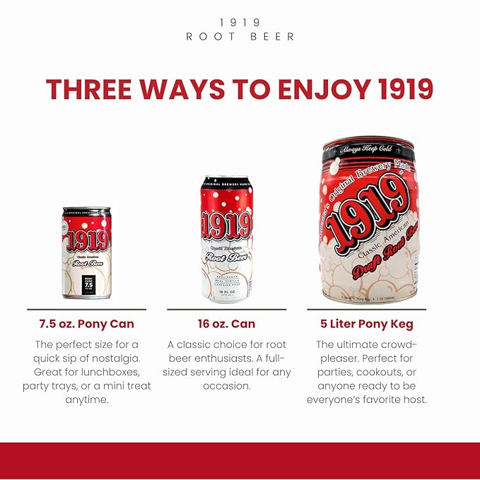 1919 Draft Root Beer 16oz Can Real Sugar Real Vanilla Classic American Root Beer 12-Pack