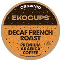 EKOCUPS Organic Swiss Water Decaf French Roast Coffee Pods Extra 30% More Coffee Per Cup Artisan Fair Trade Dark Roast Decaf French Roast for Keurig K Cup Machines Recyclable Pods 80 Count