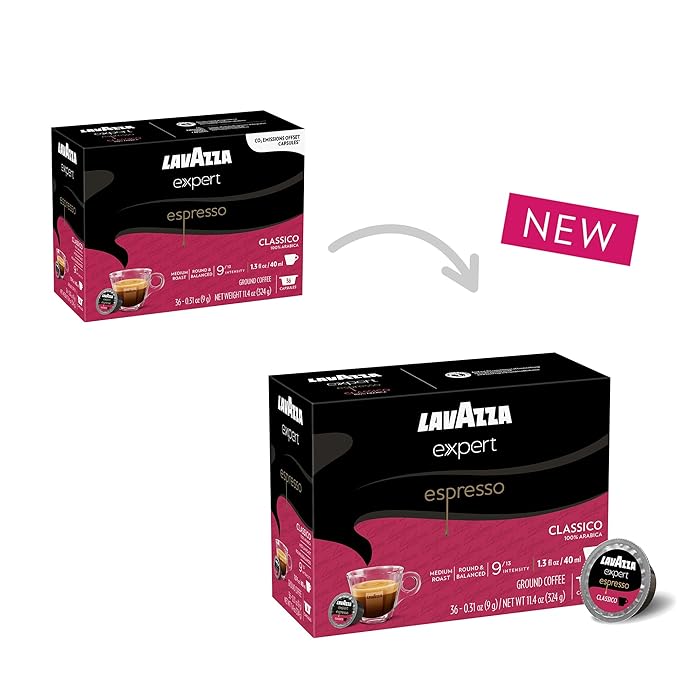 Lavazza Expert Espresso Classico Capsules Medium Roast 100% Arabica Compatible with Lavazza Classy Machines (36 Capsules) (Pack of 2)