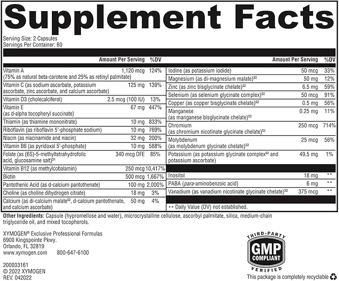 XYMOGEN ActivNutrients Without Iron - No Iron Multivitamin for Wellness Support - Energy Production &amp Immune Support - Antioxidant Activity - Gluten-Free &amp Dairy-Free - 120 Count