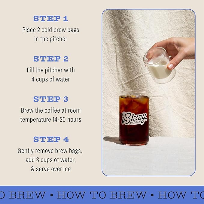 Bizzy Organic Cold Brew Coffee | Bundle | Coarse Ground Coffee | Dark &amp Bold 1 LB + Dark &amp Bold Brew Bags 4-count | 2 Pack