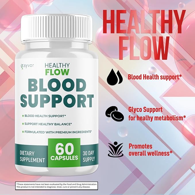 (2 Pack) Healthy Flow Blood Support Capsules Official Healthy Flow Blood Support Pills with All Natural Ingredients Advanced Formula Supplement with Premium Vitamins for Men &amp Women (120 Capsule