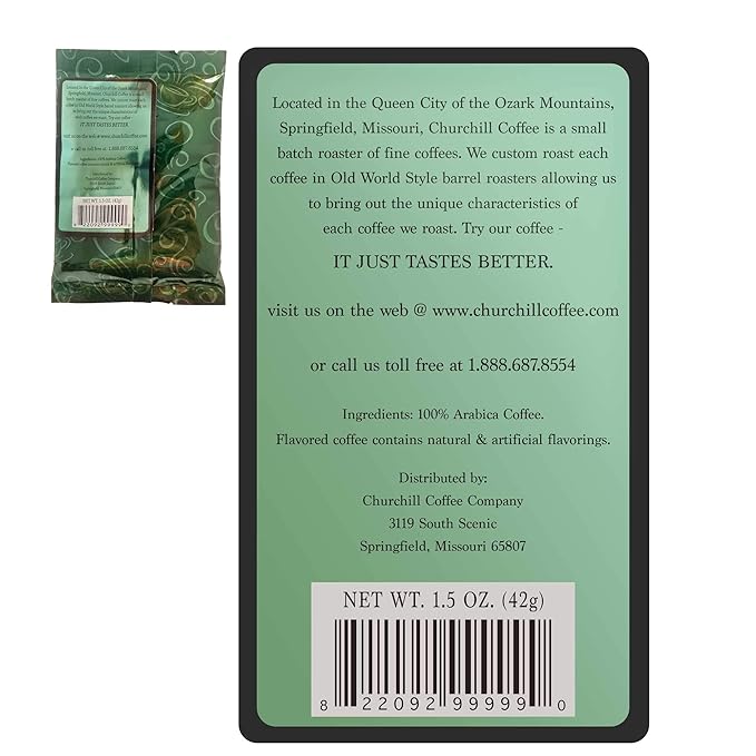 Churchill Coffee Sinless Pastry Decaf 10 Portioned Packs -1.5 oz each - Ground - Flavored Decaf Coffee