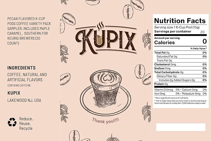 Pecan Flavored K-Cup Pods Coffee Variety Pack Sampler. Includes Maple Caramel Southern for Keurig Brewers (20 Count)