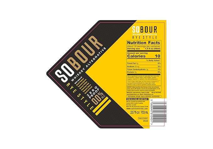 SOBOUR Rye Style Non Alcoholic Whiskey 700ml | Non Alcoholic Drinks – Bourbon Alternative | Premium Non Alcoholic Spirits by Spirits of Virtue | Imported by Think Distributors