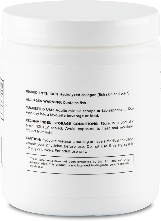 DeepMarine Collagen 100% Canadian Made Collagen Peptides Wild-Caught Collagen Powder Hydrolyzed Marine Collagen - 30 Day Supply - Gluten-Free Tasteless Odourless Keto and Paleo Friendly