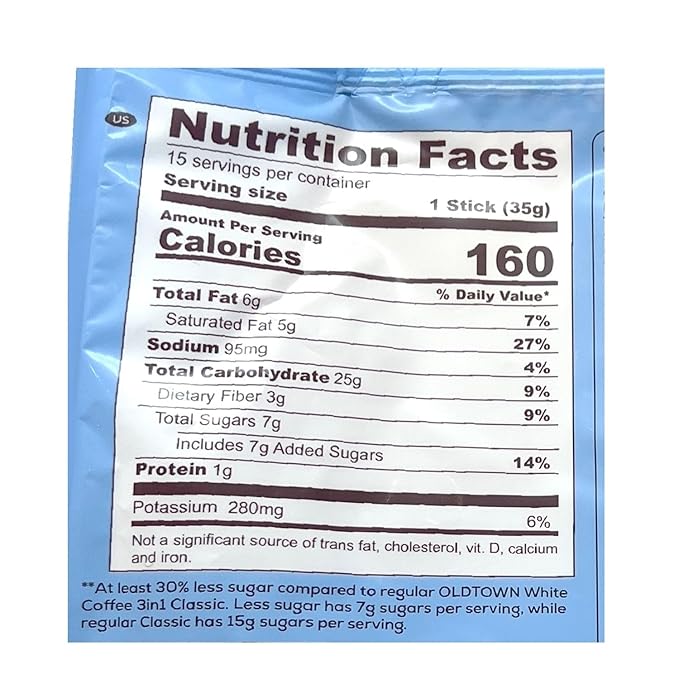 old town instant premix white coffee less sugar 525G 15 STICKS(pack of 2)