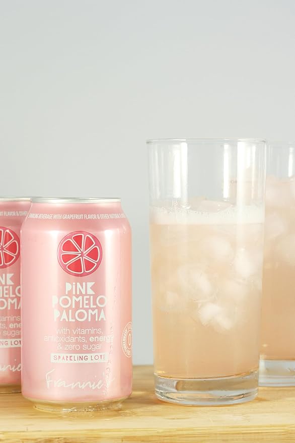 KauffmanTreats Frannie Sparkling Beverage- Zero Calories &amp Sugar Aspertame Free: 8-Ct 12 Oz. Cans (Pink Pomelo Paloma)