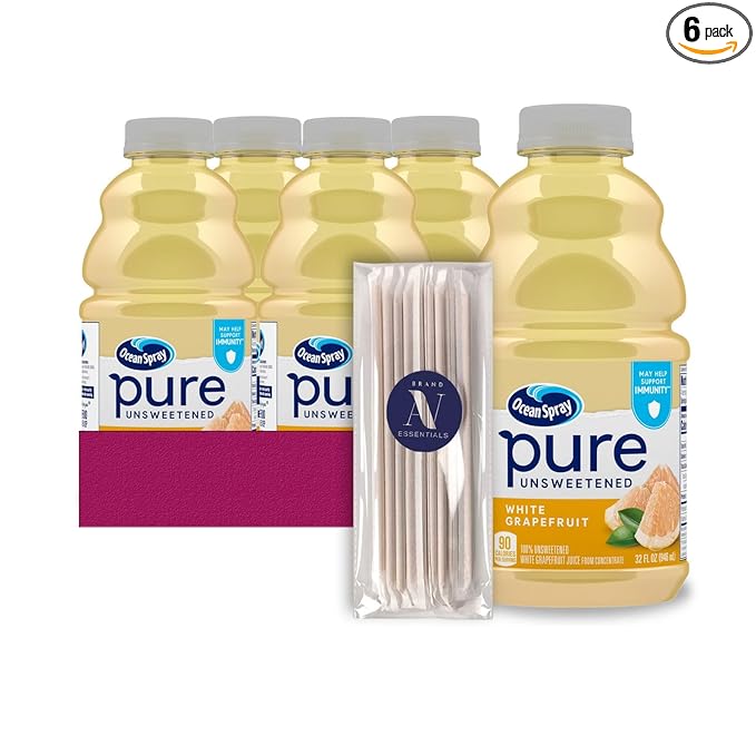 Ocean Spray - Lavinia Bundle: 6- Pack White Grapefruit Unsweetened 100% Pure Juice 32 Fl oz Plastic Bottles + 1 Utility Prop