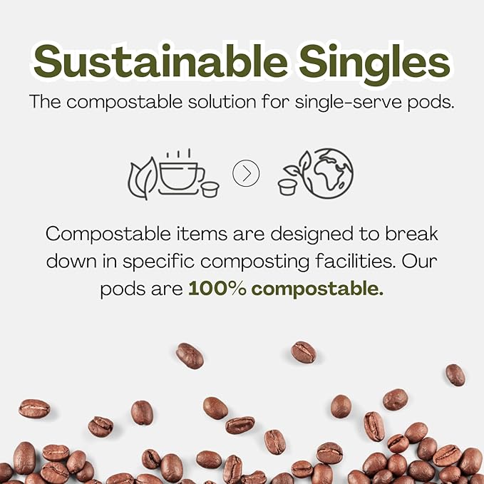 Evergreen Compostable Single Serve Coffee Pods - Light Roast Morning Blend - 100% Arabica Beans (72 Count)